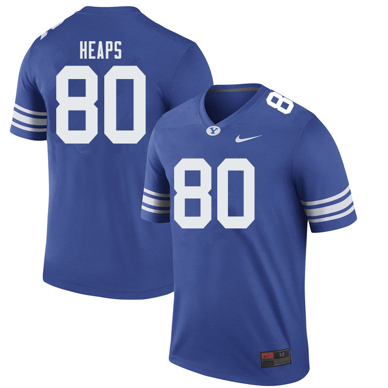 Men #80 Nate Heaps BYU Cougars College Football Jerseys Sale-Royal